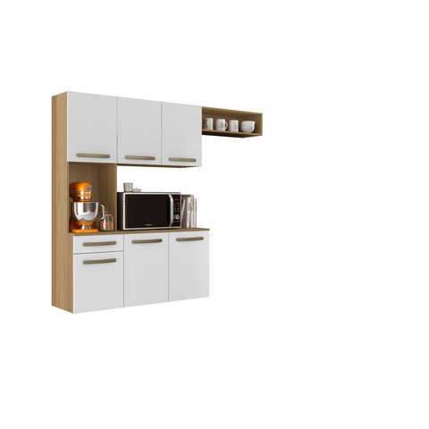 Cozinha Carol 6 Portas e 1 Gaveta C/ Balcão 163cm:atacama/branco