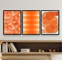 Ver imagem 1 de Kit 3 Quadros Decorativos Minimalistas Abstratos Laranjas 33x24cm:madeira Branca