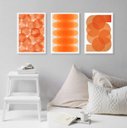 Ver imagem 2 de Kit 3 Quadros Decorativos Minimalistas Abstratos Laranjas 33x24cm:madeira Branca