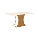 Ver imagem 2 de Mesa 160 x 90 cm Sala De Jantar Cozinha Arredondado com Vidro MDF Branco Off White Madeira Nature