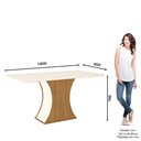 Ver imagem 3 de Mesa 160 x 90 cm Sala De Jantar Cozinha Arredondado com Vidro MDF Branco Off White Madeira Nature