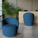 Ver imagem 7 de Kit 2 Poltronas Decorativa Beatriz Orgânica Bouclé Azul Marinho
