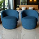 Ver mais imagens de Kit 2 Poltronas Decorativa Beatriz Orgânica Bouclé Azul Marinho