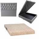 Ver imagem 1 de Cama Box Baú Blindada com Colchão de Espuma Toulon D33 + Cabeceira Botonê - Casal - Corino Cinza