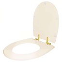 Ver imagem 2 de Assento Sanitário Soft Close Polo Marfim para Vaso Hervy com Ferragem Dourada