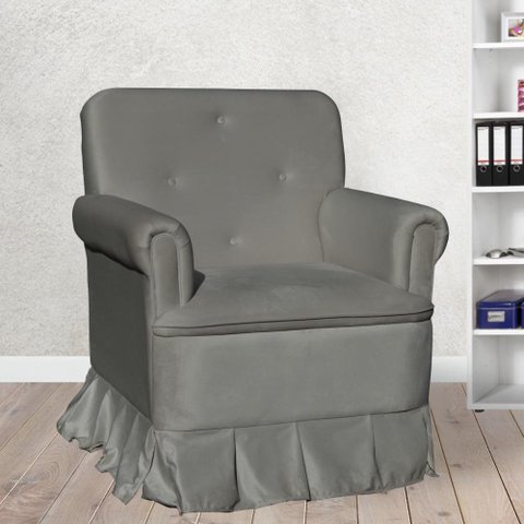 Poltrona Amamentação Laura Suede Cinza - Lm Decor