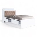 Ver imagem 2 de Cama Tamires Branco com Capitonê Bege e Colchão