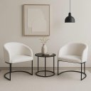 Ver imagem 1 de Kit com 2 Poltronas Mavie com Base Fixa em Aço Carbono Preto Fosco – Exclusiva Linho Aveludado Branc