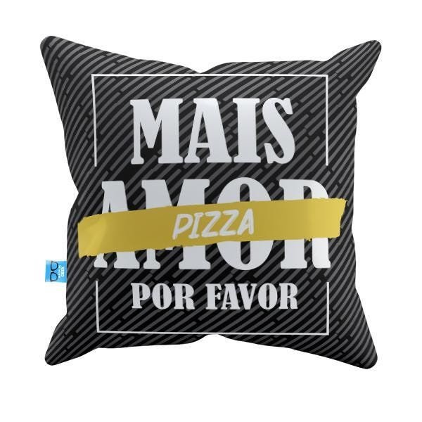 Capa de Almofada Frases Mais Pizza Pelúcia 40x40 CAFR0013 - 1