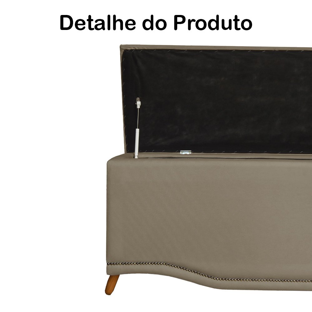 Calçadeira Recamier Baú Solteiro 90cm Greta Suede Capuccino - DS Estofados - 3