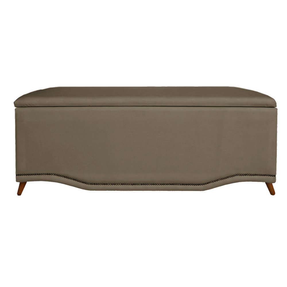 Calçadeira Recamier Baú Solteiro 90cm Greta Suede Capuccino - DS Estofados - 1