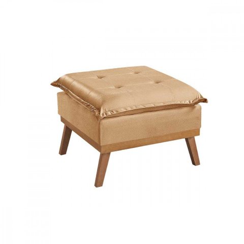 Puff Quadrado Acquablock Pillow Estofado Sala Pé Madeira Terra Cotta