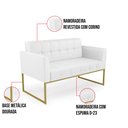 Ver imagem 5 de Kit 1 Sofá Namoradeira e 1 Poltrona Elisa Corino Base Metálica Industrial Dourado - D'Rossi Branco