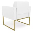 Ver imagem 4 de Kit 1 Sofá Namoradeira e 1 Poltrona Elisa Corino Base Metálica Industrial Dourado - D'Rossi Branco