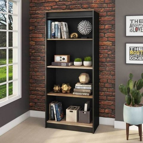 Armário Alto Aberto Calvin com Preto ( 68 X 36 X 160 )
