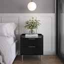 Ver imagem 3 de Mesa de Cabeceira com 2 Gavetas Yves 53 Cm - Preto Fosco