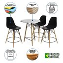 Ver imagem 6 de Conjunto Bistrô Eames Eiffel Mesa Branca Com 3 Banquetas Pretas De Madeira - Cor: Branco