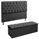 Ver imagem 1 de Kit Recamier Baú e Cabeceira Lana para Cama Box Solteiro 90 Cm - Sv Decor:cinza Escuro