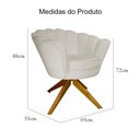 Ver imagem 4 de Kit 2 Poltronas Estofada Com Base Giratória de Madeira Pétala Suede Bege - LM DECOR