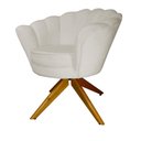 Ver imagem 1 de Kit 2 Poltronas Estofada Com Base Giratória de Madeira Pétala Suede Bege - LM DECOR