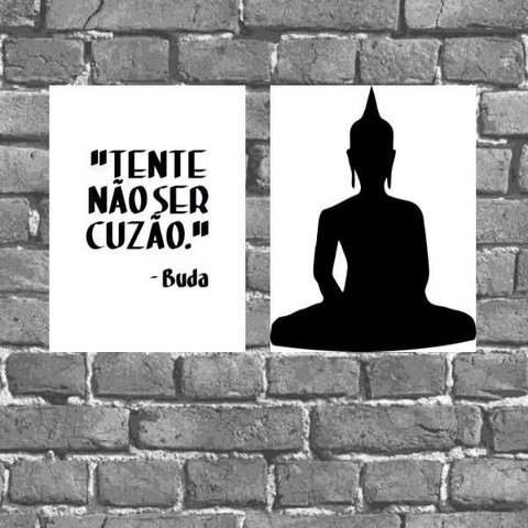 Kit 2 Placas Buda Frase Engraçada 18x27cm