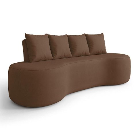 Sofá Orgânico Benin 3 Lugares 210cm Castanho Sintético PU D'Rossi