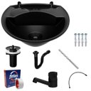 Ver imagem 1 de Pia Banheiro 4l + Torneira Preta + Sifão Sanfonado + Engate Flexível + Veda Rosca + Broca