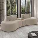 Ver imagem 1 de Sofá 4 Lugares 285cm Orgânico com Mesa Mellanie Veludo Bege Z32 - Mpozenato