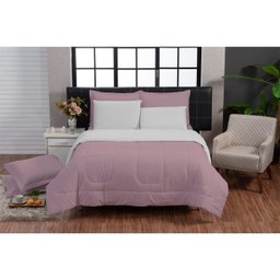 Kit Edredom 200 Fios Italiano 100% algodão 6 peças Dupla Face Casal Queen Casa Dona Rosa Off White - 1