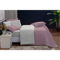 Kit Edredom 200 Fios Italiano 100% algodão 6 peças Dupla Face Casal Queen Casa Dona Rosa Off White - 2