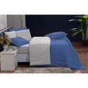 Ver imagem 4 de Kit Edredom 200 Fios Italiano 100% algodão 6 peças Dupla Face Casal Queen Casa Dona Azul Off White
