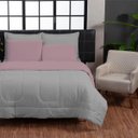 Ver imagem 2 de Kit Edredom 200 Fios Italiano 100% algodão 6 peças Dupla Face Casal Queen Casa Dona Cinza Rosa