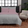 Kit Edredom 200 Fios Italiano 100% algodão 6 peças Dupla Face Casal Queen Casa Dona Cinza Rosa - 2