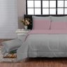 Kit Edredom 200 Fios Italiano 100% algodão 6 peças Dupla Face Casal Queen Casa Dona Cinza Rosa - 1