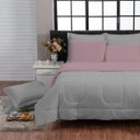 Ver imagem 1 de Kit Edredom 200 Fios Italiano 100% algodão 6 peças Dupla Face Casal Queen Casa Dona Cinza Rosa