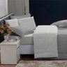 Kit Edredom 200 Fios Italiano 100% Algodão 6 Peças Dupla Face Casal Queen Casa Dona Cinza Off White - 3