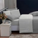 Ver imagem 3 de Kit Edredom 200 Fios Italiano 100% Algodão 6 Peças Dupla Face Casal Queen Casa Dona Cinza Off White