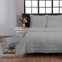 Ver imagem 2 de Kit Edredom 200 Fios Italiano 100% algodão 6 peças Dupla Face Casal Queen Casa Dona Cinza