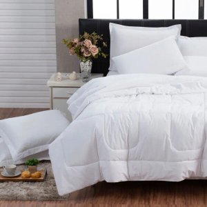 Kit Edredom 200 Fios Italiano 100% Algodão 6 Peças Dupla Face Casal Queen Casa Dona Branco