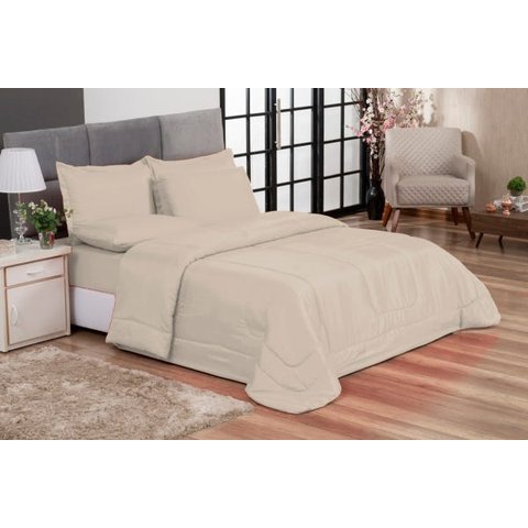 Jogo de Cama Primor Queen Kit 6 Pçs Bege Casa Dona