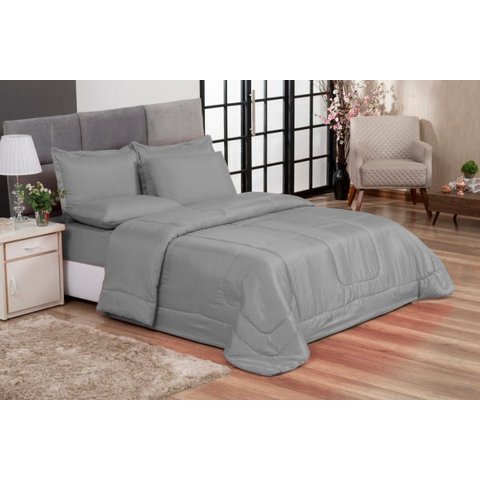 Jogo de Cama Primor Queen Kit 6 Pçs Cinza Casa Dona