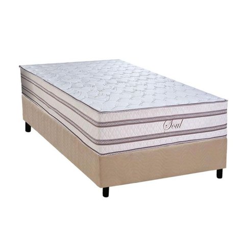 Cama Box Solteiro: Colchão Molas Ensacadas Paropas Soul + Base Crc Suede Clean (88x188)