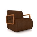 Ver imagem 7 de Kit 2 Poltronas Decorativa Sala de Estar Odessa Braços em Madeira Pu Marrom G33 - Gran Belo