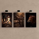 Ver imagem 2 de Kit3 Quadro Decorativo Rancho Cavalo Fazenda Estábulo Quarto Qualidade Premium 40x28cm