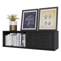 Conjunto Gamer Pixel Armário Alto e Baixo, 2 Nichos Suspenso e Mesa para Computador Preto - Pr Móvei - 4