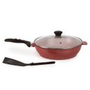 Ver imagem 5 de Frigideira Cerâmica Antiaderente Tampa de Vidro Espátula Premium Casa Dona