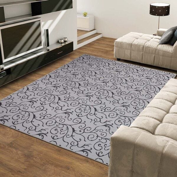 Tapete para Sala Facile Cinza Arabesco 2,00x2,50M - São Carlos - 1