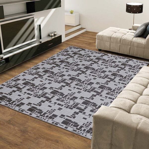 Tapete para Sala Facile Cinza Quadros 2,00x2,50M - São Carlos - 1