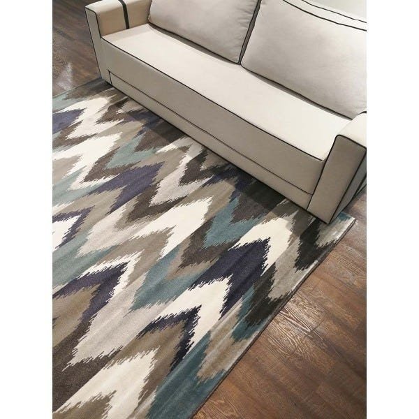 Tapete para Sala Sena 3 Bege-azul 1,40x2,00m - Edantex - 1