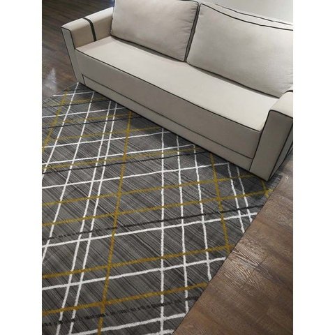 Tapete para Sala Carter 05 Cinza-Bege-Amarelo 1,90x2,90M - Edantex